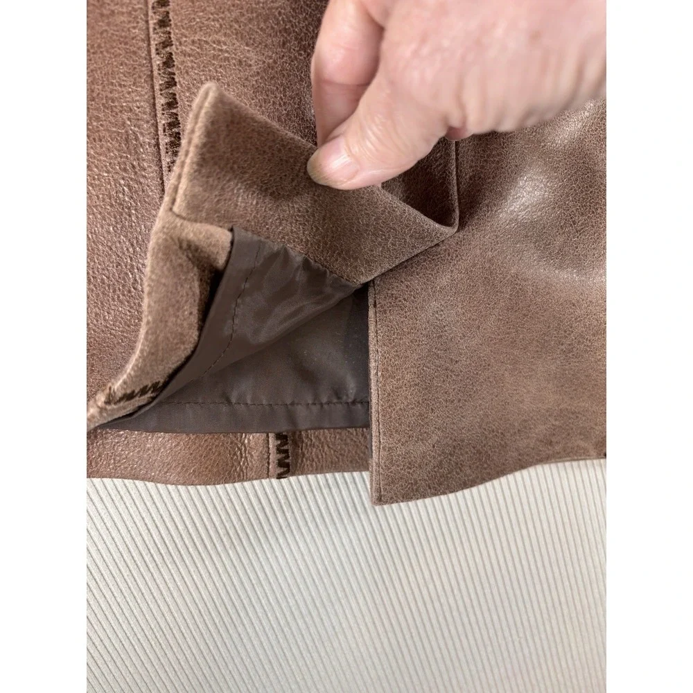 Cripple‎ Creek Women's Leather Skirt Brown Embroidered Sequin 6 Western Boho